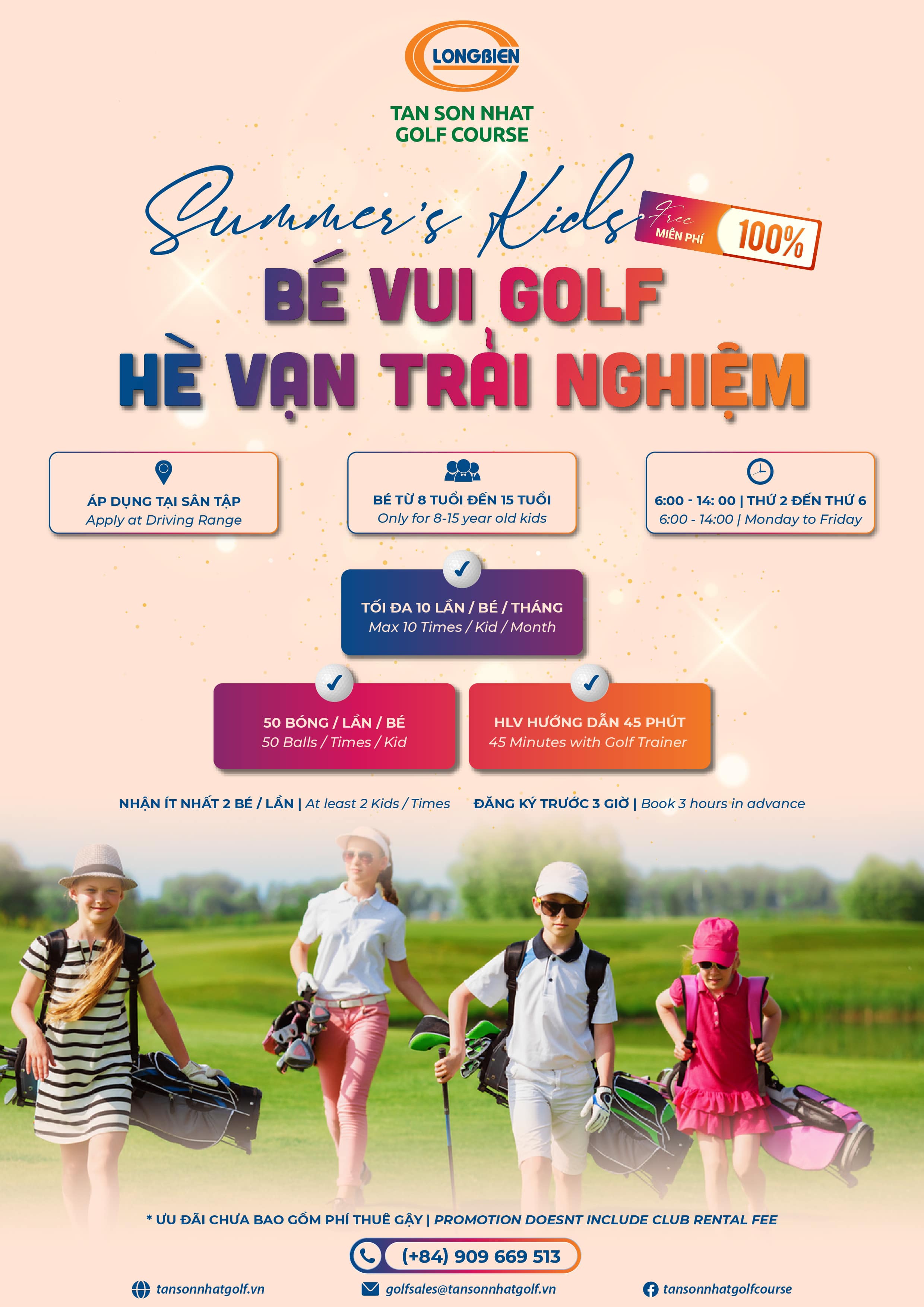 Ưu đãi dành cho bé tại sân tập sân golf Tân Sơn Nhất